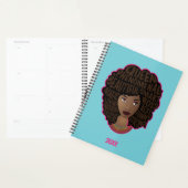 推奨する黒い女性、天然の髪、青 プランナー手帳 (ディスプレー)