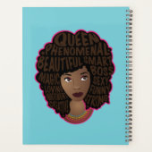 推奨する黒い女性、天然の髪、青 プランナー手帳 (裏面)