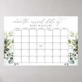 推定出産日カレンダー ユーカリのグリーン ポスター (正面)