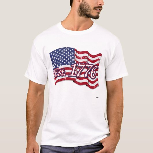 推定1776米国国旗 – 動揺して Tシャツ (正面)