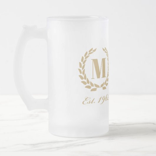 推定1962年の誕生日モノグラム金ゴールド フロストグラスビールジョッキ (左)