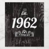 推定1962年ヴィンテージ年 ワインラベル (シングルラベル)