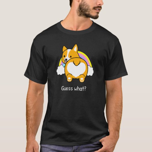 推測してコーギーのお尻 レインボーコーギーTシャツ Tシャツ (正面)