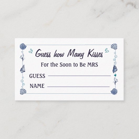 推測して！キスの数 ブライダルシャワー 水彩 エンクロージャーカード (正面)