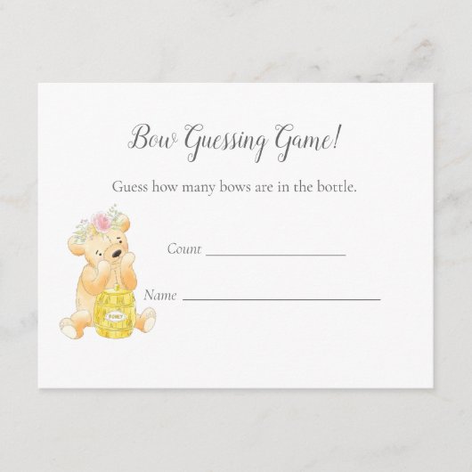 推測カウントゲームガールテディベアとビー エンクロージャーカード (正面)