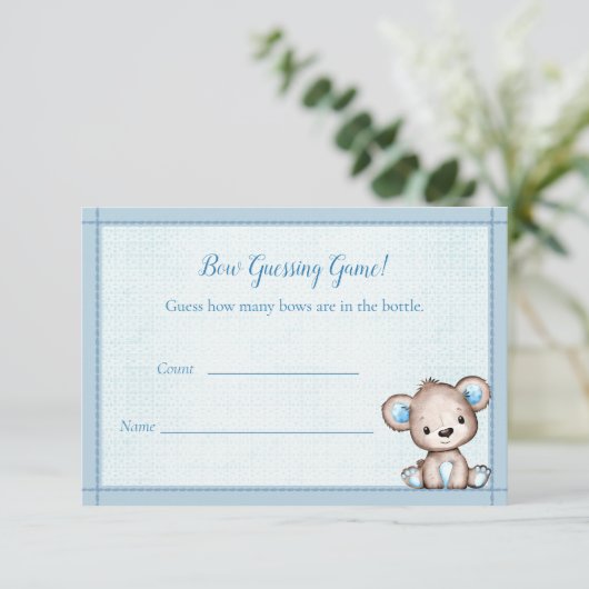 推測カウント赤ちゃんシャワーゲームかわいいブラウンベア エンクロージャーカード (スタンド正面)