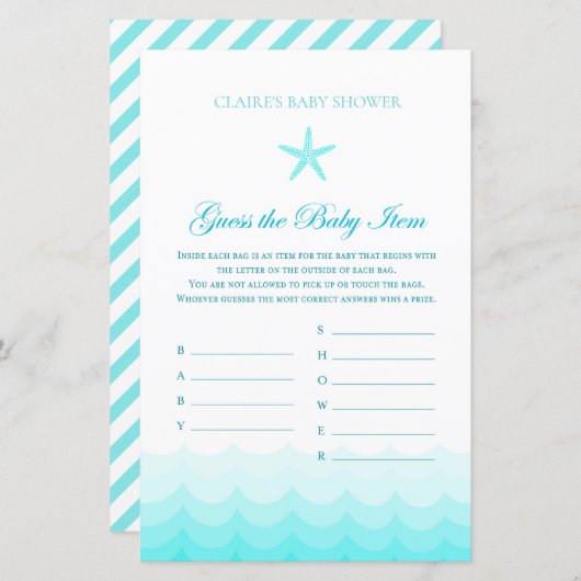 推測ベビーアイテム – ベビーシャワーゲーム (正面/裏面)