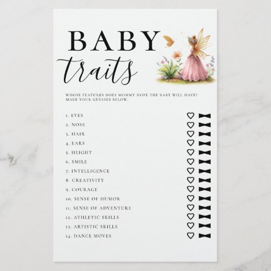 推測ベビートレイトガールシャワーゲームフェアリープリンセス チラシ (正面)