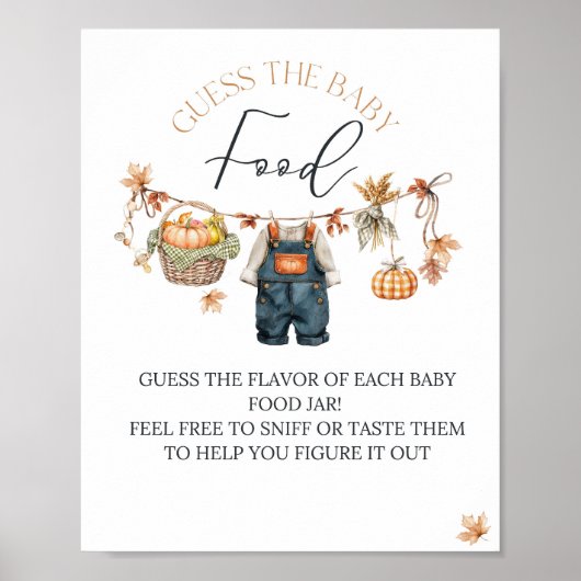 推測ベビーフードカボチャ素朴ベビーシャワー ポスター (正面)