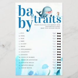 推測ベビー機能シャワーゲームかわいいブルーホエールシャワーゲーム チラシ