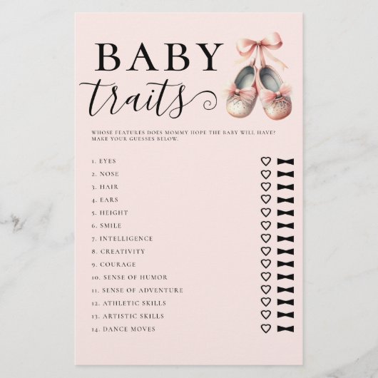 推測ベビー機能シャワーゲームバレリーナシューズ チラシ (正面)