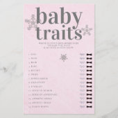 推測ベビー機能シャワーゲームピンク冬の女の子 チラシ (正面)