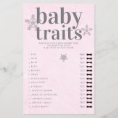 推測ベビー機能シャワーゲームピンク冬の女の子 チラシ (正面)