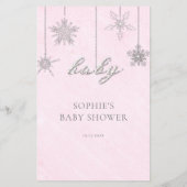 推測ベビー機能シャワーゲームピンク冬の女の子 チラシ (裏面)