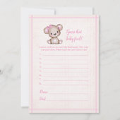 推測ベビー食べ物かわいい女の子クマベビーゲームカード 招待状 (正面)