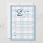 推測ベビー食べ物かわいい灰色の熊の男の子シャワーゲーム 招待状 (正面)