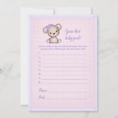 推測ベビー食べ物かわいい紫色のクマベビーゲームカード 招待状 (正面)