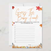 推測ベビー食べ物ベビーシャワーゲームかわいいカボチャ 招待状 (正面)