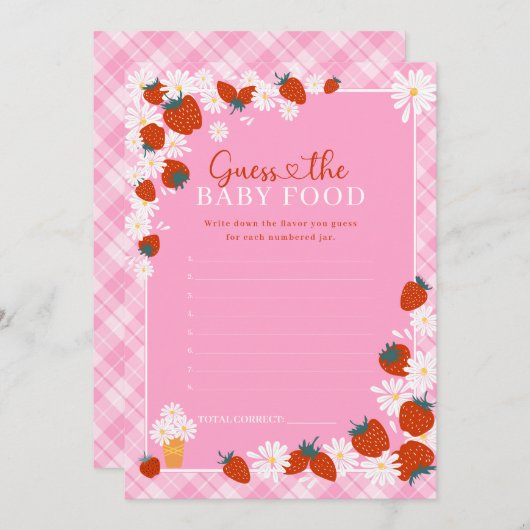 推測ベビー食べ物ベリー甘い赤ちゃんシャワーゲームカード 招待状 (正面/裏面)