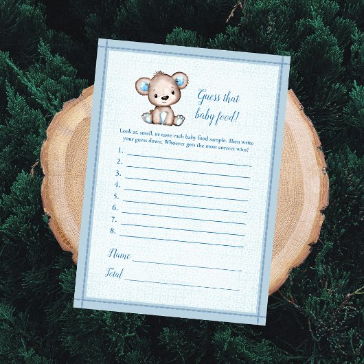 推測ベビー食品かわいいブラウンベアベビーゲームカード 招待状