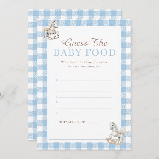 推測ベビー食品ロッキングハズベビーシャワーゲームカード 招待状 (正面/裏面)