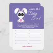 推測ベビー食品、赤ちゃんシャワー、ウサギのゲームカード 招待状 (正面/裏面)