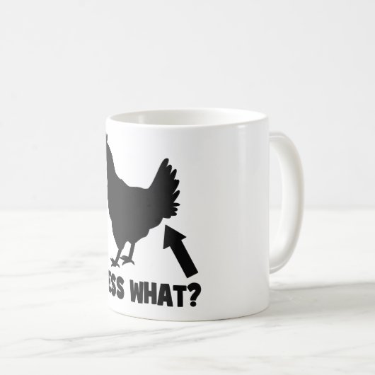 推測何か。 鶏のお尻のマグ コーヒーマグカップ (正面右)