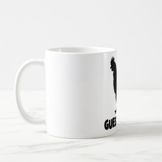 推測何か。 鶏のお尻のマグ コーヒーマグカップ (左)