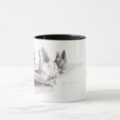 推測何か。 鶏のお尻! 白黒マグ マグカップ (中央)