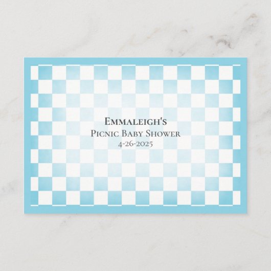 推測数ピクニックベイビーシャワーゲームテディベア エンクロージャーカード (裏面)