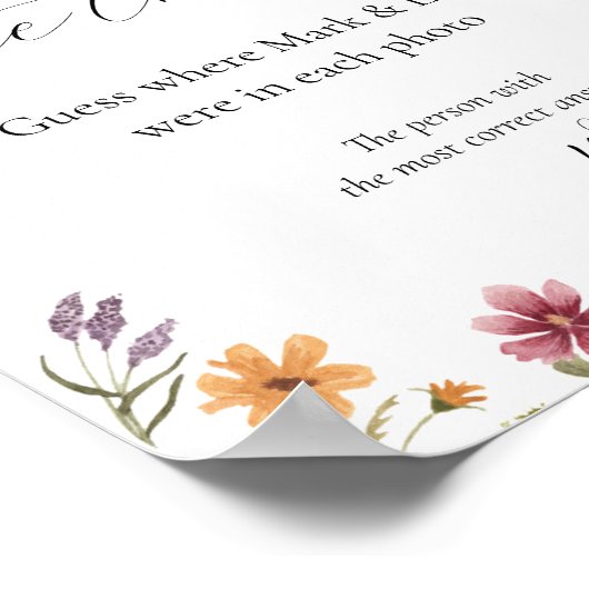 推測!二人がどこで撮った写真か当ててみて ブライダルシャワー ゲーム ポスター (角)