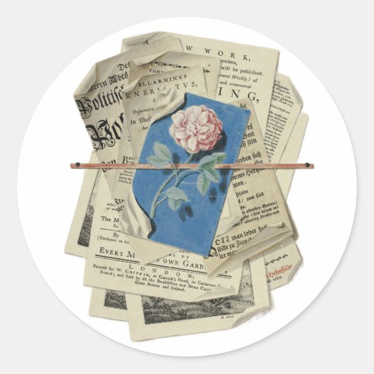 掲示された通知とプリントスクラップブック作りの芸術 ラウンドシール (正面)