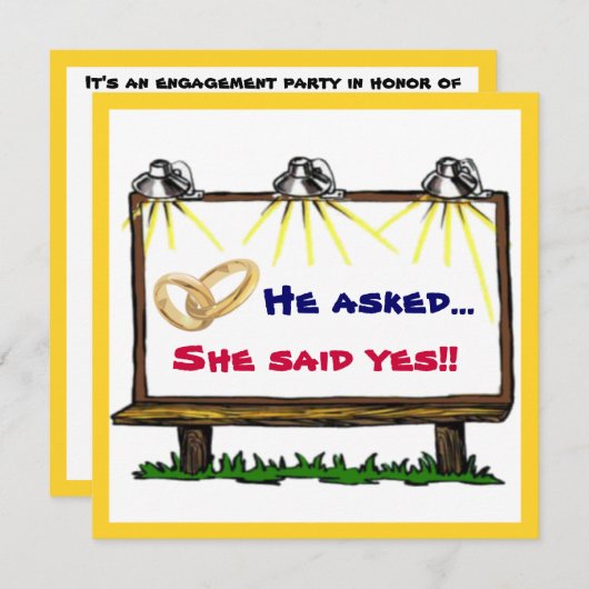 掲示板アナウンス婚約パーティ 招待状 (正面/裏面)