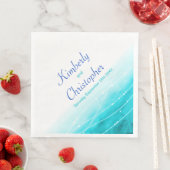 描かれたスパークル シー ズ  ブルー ウォーター ホワイト ペーパー ナプキン (インサイチュ)