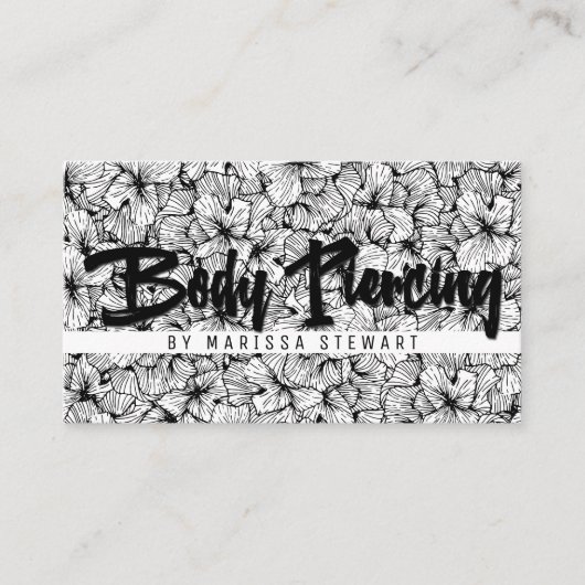 描かれる白黒のモダンによっては体の穿孔が開花します 名刺 (正面)