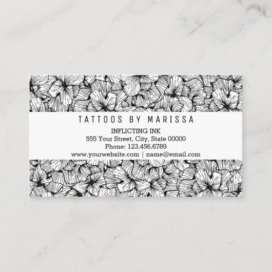 描かれる白黒のモダンによっては入れ墨の芸術家が開花します 名刺 (裏面)