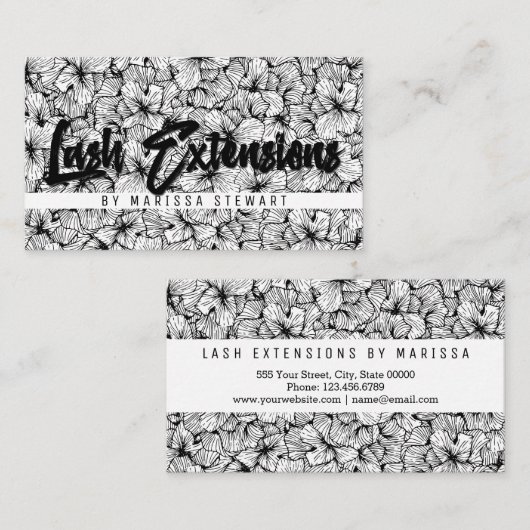 描かれる白黒のモダンによっては鞭延長が開花します 名刺 (正面/裏面)