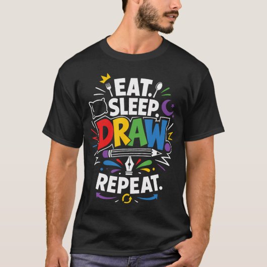 描く 睡る 食べる Tシャツ (正面)