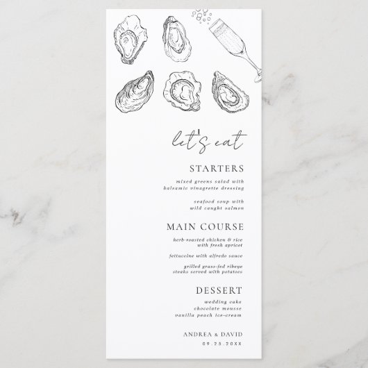 描シャンパンのカキがホワ食べイトズ結婚 メニュー (正面)