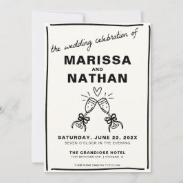 描トゥーシャンパン結婚式招待状 招待状