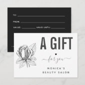 描バラフラワーブラック&ホワイト美しいサロンスパ (正面/裏面)