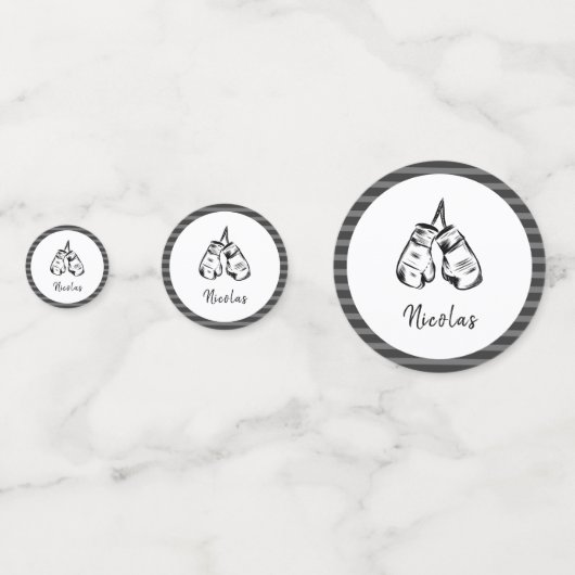 描ボクシング手袋デザインストライプのパーソナライズされた コンフェッティ (裏面)