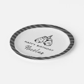 描ボクシング手袋デザインストライプの誕生日パーティー ペーパープレート (アングル)