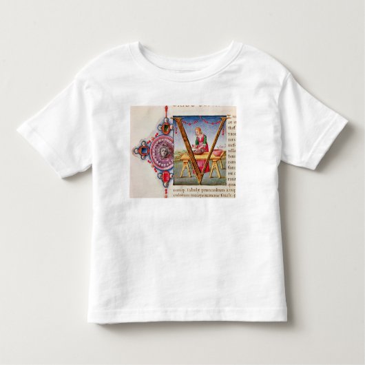 描写しているHistoriatedのイニシャル「V」 トドラーTシャツ (正面)