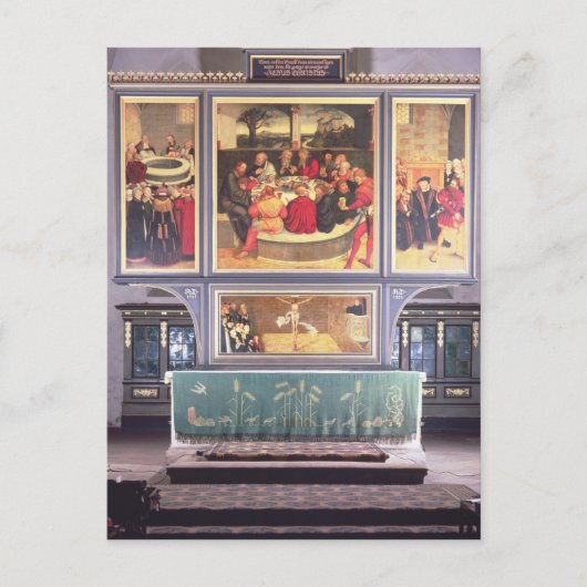 描写するトリプティクが付いている祭壇 ポストカード (正面)