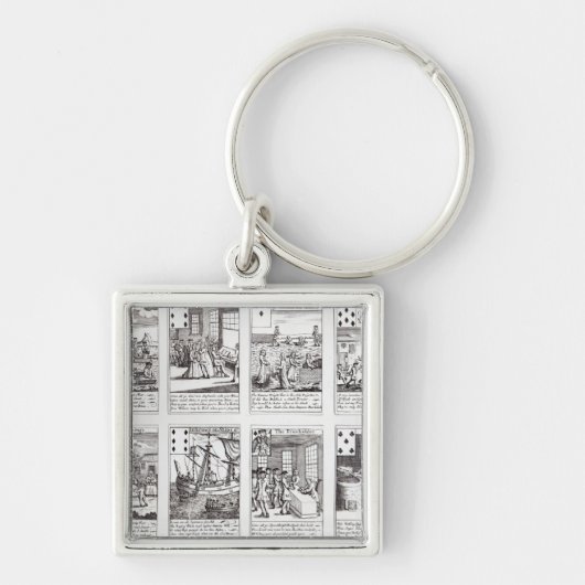 描写する風刺的なトランプのセット キーホルダー (正面)