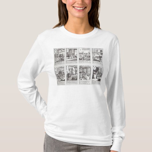描写する風刺的なトランプのセット Tシャツ (正面)
