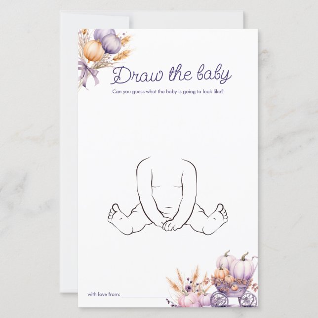 描画ベビーパープルカボチャ秋ベビーシャワーゲーム (正面)