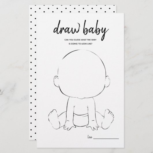 描画ベビーミニマリスト赤ちゃんシャワーゲーム (正面/裏面)