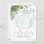 描画ベビー、ベビーシャワーゲーム緑のテーマ 招待状 (正面)